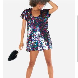 Show Me Your Mumu Emi Rainbow Sequin Mini Dress XS